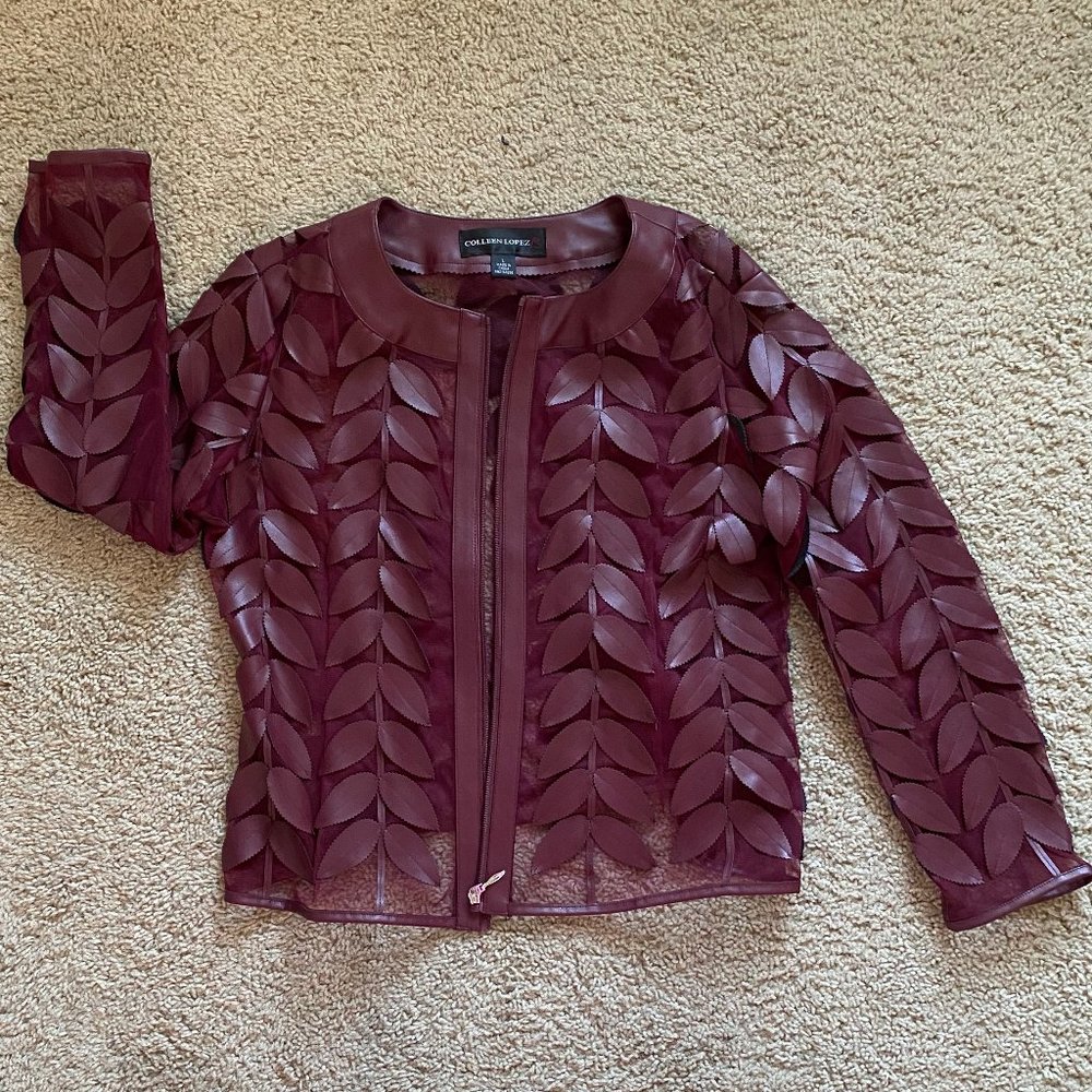Colleen Lopez Modern Mesh Faux Leather Leaf Jacket